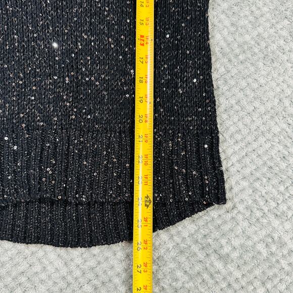 vintage y2k MUDD black sparkly sequin crochet coquette knit sweater wmns L - Picture 6 of 6